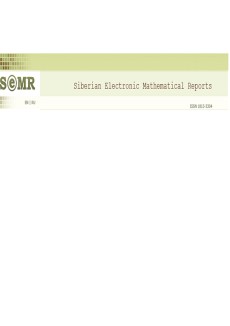 Siberian Electronic Mathematical Reports-sibirskie Elektronnye Matematicheskie I